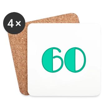 60 ANS. 60e ANNIVERSAIRE. ANNIVERSAIRE 60 ANS. 60 - Dessous de verre (lot de 4) - blanc - Devant