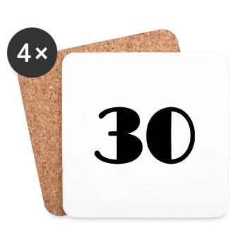 30 ANS. 30. 30e ANNIVERSAIRE. ANNIVERSAIRE 30 ANS - Dessous de verre (lot de 4) - blanc - Devant