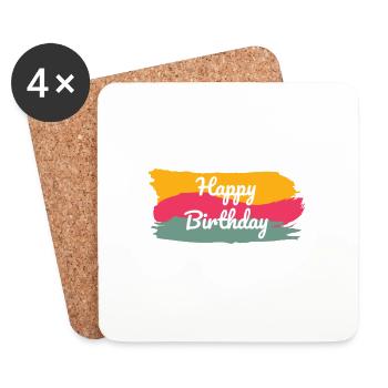 HAPPY BIRTHDAY. JOYEUX ANNIVERSAIRE. ANNIVERSAIRE. - Dessous de verre (lot de 4) - blanc - Devant