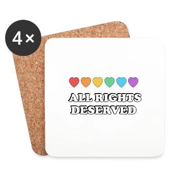 ALLE RECHTE VERDIENT Rainbow Hearts LGBT PRIDE - Untersetzer (4er-Set) - Weiß - Vorne