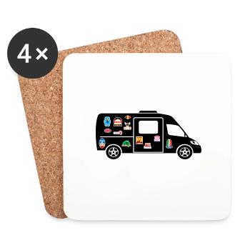 Fourgon avec Stickers - Dessous de verre (lot de 4) - blanc - Devant