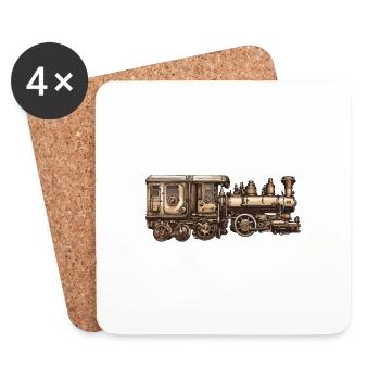Zug / Lokomotive / Dampflok / Eisenbahn / Lock - Untersetzer (4er-Set) - Weiß - Vorne