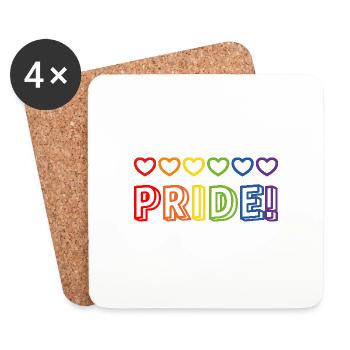 Pride Regenbogenherzen - Untersetzer (4er-Set) - Weiß - Vorne