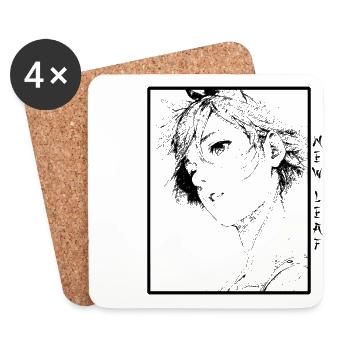 Fille Anime - Dessous de verre (lot de 4) - blanc - Devant