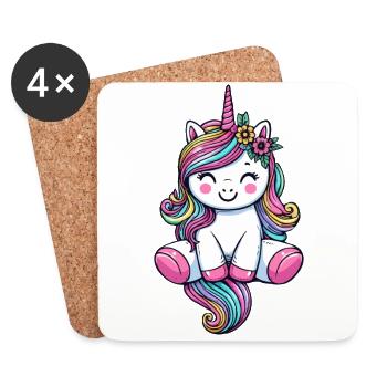 Cute Unicorn - Coasters (set of 4) - white - Front