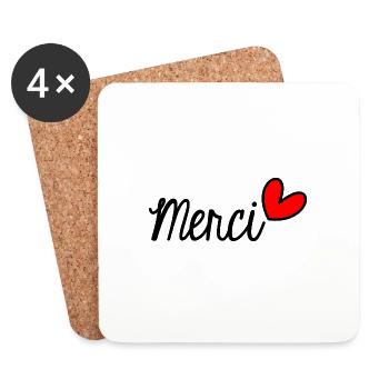 MERCI. THANKS. THANK YOU. ANNIVERSAIRE. NAISSANCE. - Dessous de verre (lot de 4) - blanc - Devant