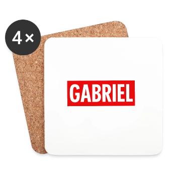  T-shirt prénom GABRIEL – Cadeau stylé et original - Dessous de verre (lot de 4) - blanc - Devant
