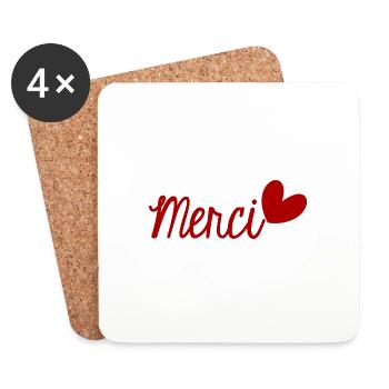 MERCI. THANKS. THANK YOU. ANNIVERSAIRE. NAISSANCE. - Dessous de verre (lot de 4) - blanc - Devant