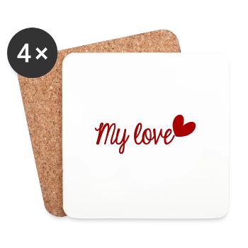 LOVE. I LOVE YOU. SAINT VALENTIN. EVJF. JE T'AIME. - Dessous de verre (lot de 4) - blanc - Devant