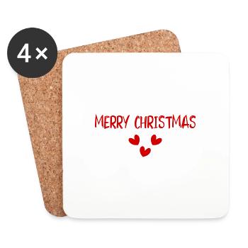 NOËL. JOYEUX NOËL. MERRY CHRISTMAS. NOUVEL AN - Dessous de verre (lot de 4) - blanc - Devant