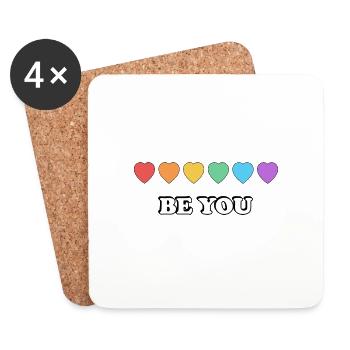 Be You Rainbow Hearts Fierté LGBT - Dessous de verre (lot de 4) - blanc - Devant