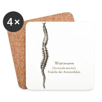 Wattwurm dunkel - Untersetzer (4er-Set) - Weiß - Vorne