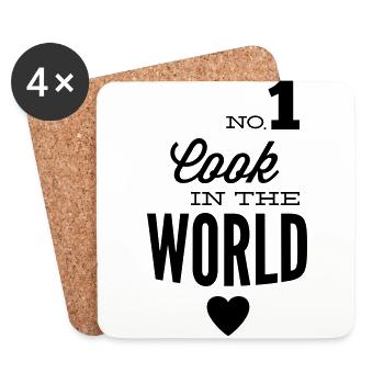 Meilleur Chef du monde - Dessous de verre (lot de 4) - blanc - Devant