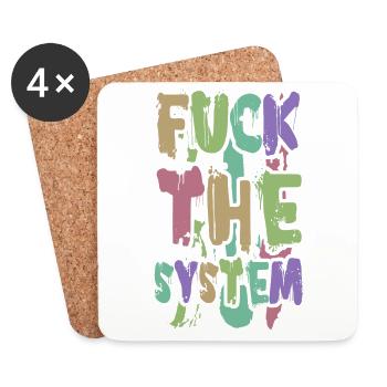 Fuck the System - Untersetzer (4er-Set) - Weiß - Vorne
