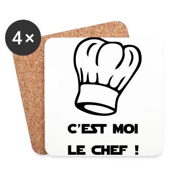 C'est moi le chef ! Toque de cuisinier - Dessous de verre (lot de 4) - blanc - Devant