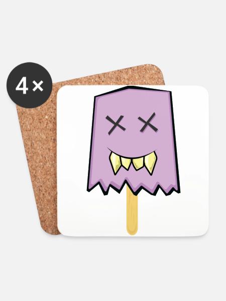 Ice Cream Monster - Untersetzer (4er-Set) - Weiß