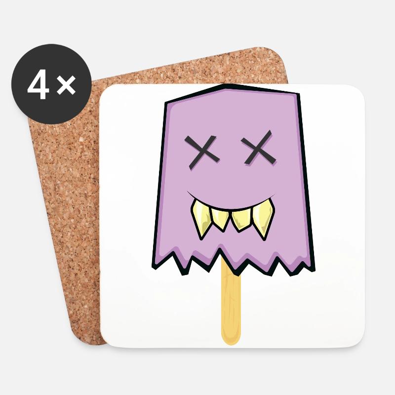 Ice Cream Monster - Untersetzer (4er-Set) - Weiß