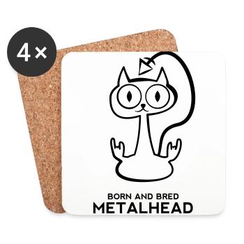 Heay metal cat - Dessous de verre (lot de 4) - blanc - Devant