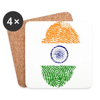 Fingerprint - Indien - Untersetzer (4er-Set) - Weiß - Vorne