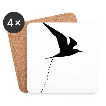 Bird of prey Bird shit bird poop shit 2c - Coasters (set of 4) - white - Front
