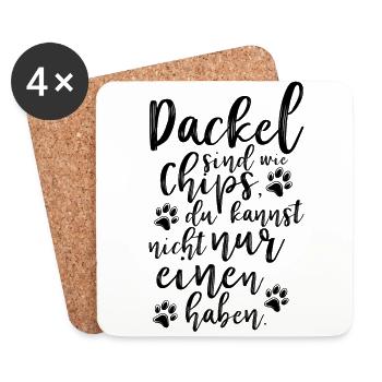 Dackel Chips - Untersetzer (4er-Set) - Weiß - Vorne