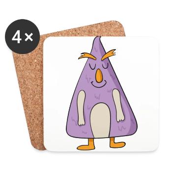 Lustiges Lila Monster Halloween Fantasie Horror - Untersetzer (4er-Set) - Weiß - Vorne