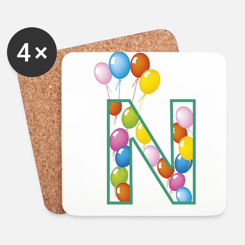 Buchstabe N Luftballons - Untersetzer (4er-Set) - Weiß