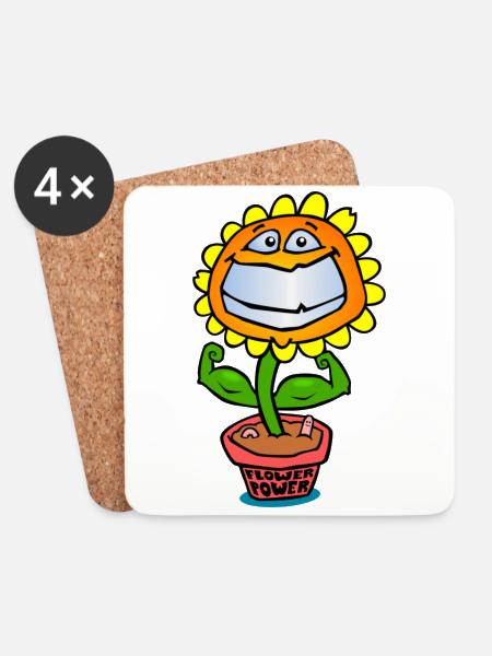 Flower Power - Untersetzer (4er-Set) - Weiß