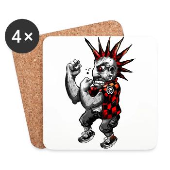 Fighting Punk - Coasters (set of 4) - white - Front