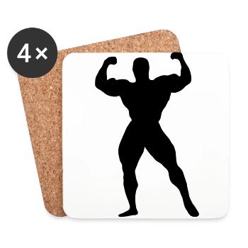 Bodybuilding Muskeln Gewichte Starker Mann Statur - Untersetzer (4er-Set) - Weiß - Vorne