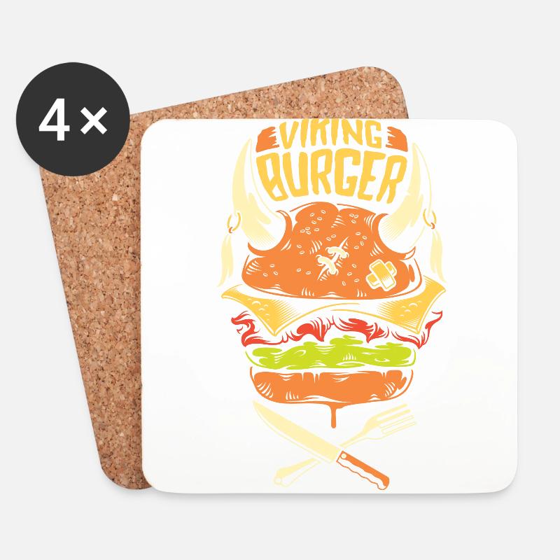 Wikinger-Burger - Untersetzer (4er-Set) - Weiß