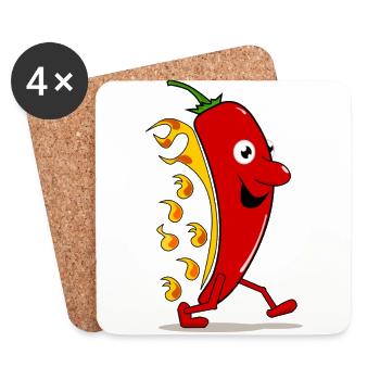 Red hot chili - Untersetzer (4er-Set) - Weiß - Vorne