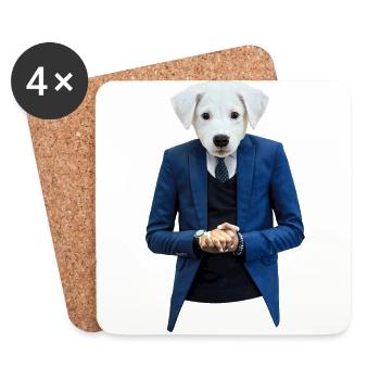 Chien dans un costume 001 - Dessous de verre (lot de 4) - blanc - Devant