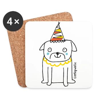 Party mops | colored | little public - Coasters (set of 4) - white - Front