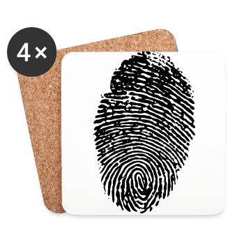 empreintes digitales inverti plaine - Dessous de verre (lot de 4) - blanc - Devant