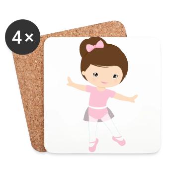 Mädchen Ballerina Ballett Cartoon - Untersetzer (4er-Set) - Weiß - Vorne