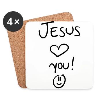 Jesus liebt dich - Untersetzer (4er-Set) - Weiß - Vorne