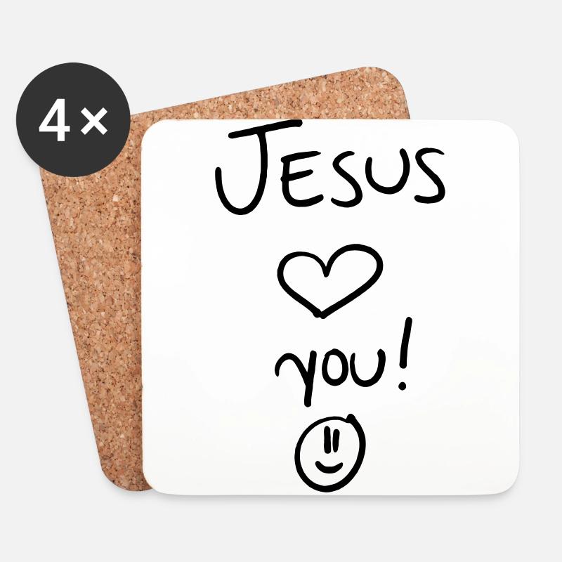 Jesus liebt dich - Untersetzer (4er-Set) - Weiß