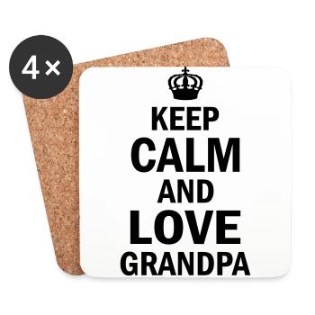 Gardez le calme et l'amour grand-père - Dessous de verre (lot de 4) - blanc - Devant
