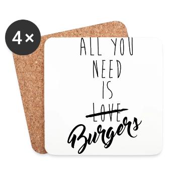 all you need is burgers - Dessous de verre (lot de 4) - blanc - Devant