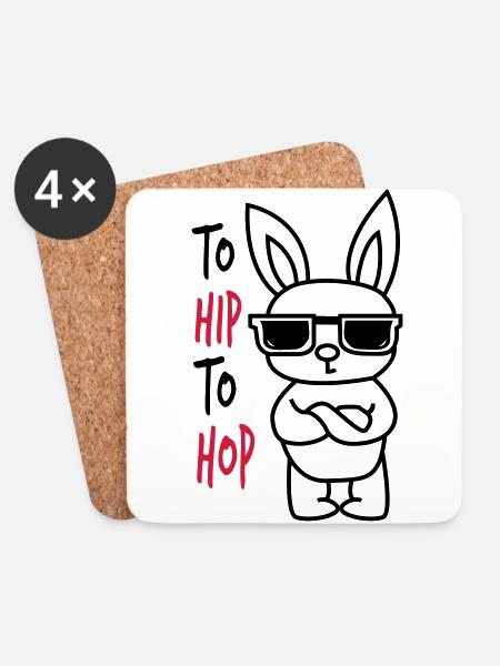 To Hip To Hop Easter - Coasters (set of 4) - white