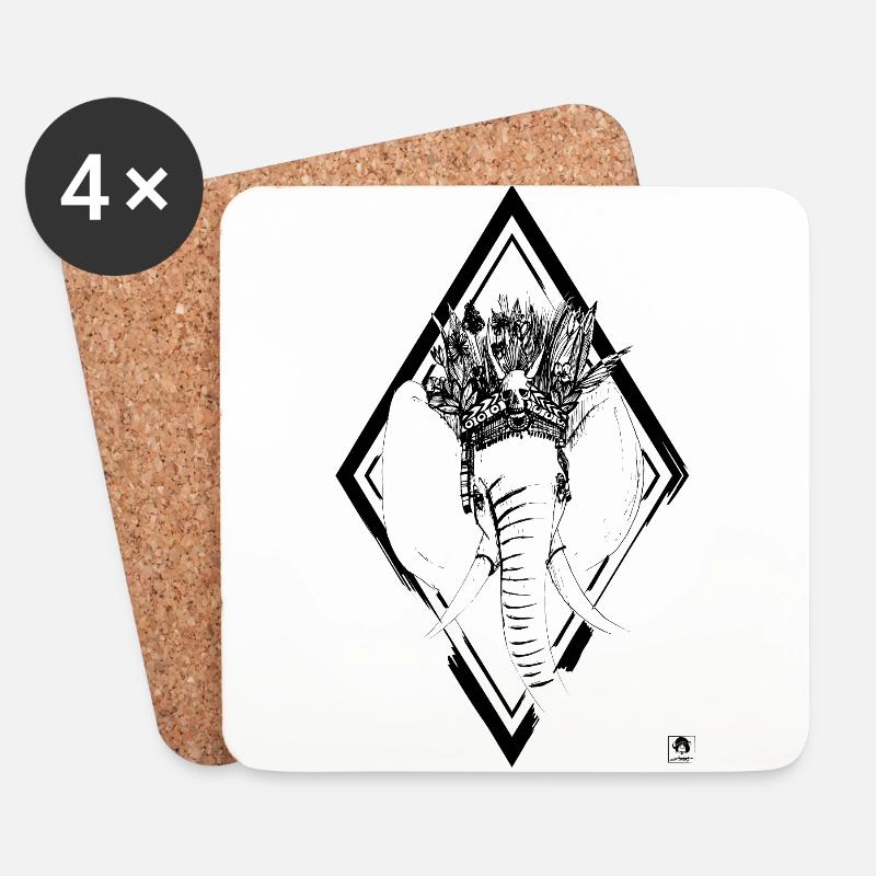 Elefant - Untersetzer (4er-Set) - Weiß