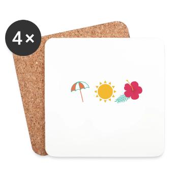 Palm trees heart, sun, sea, beach, beach party, - Coasters (set of 4) - white - Front