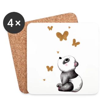 Rêver de panda de dessin animé - Dessous de verre (lot de 4) - blanc - Devant