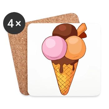 Crème glacée, crème glacée, crème glacée, crème glacée, boule, crème glacée, sundae - Dessous de verre (lot de 4) - blanc - Devant