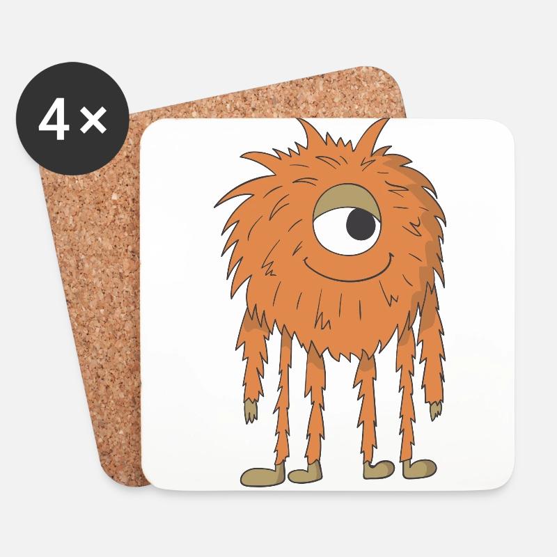 Oranges Monster - Untersetzer (4er-Set) - Weiß