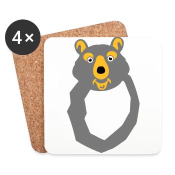 Bär Buchstabe o Zeichnung - Untersetzer (4er-Set) - Weiß - Vorne