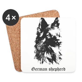 Deutscher Schäferhund - Untersetzer (4er-Set) - Weiß - Vorne