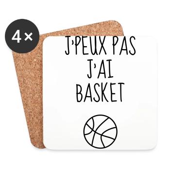 Basketball - Basket ball - Basket-ball - Baskette - Dessous de verre (lot de 4) - blanc - Devant
