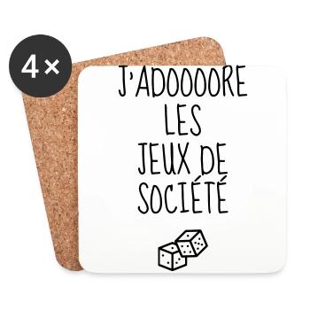 jeu de société / joueur / jouer / geek - Dessous de verre (lot de 4) - blanc - Devant
